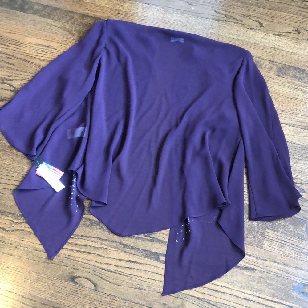 R&M Richard’s 2-Piece Eggplant Stone Beaded Flowy Sheer Evening Gown Set - Picture 8 of 8